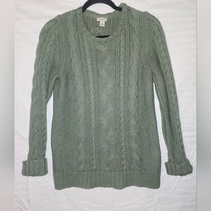 LL Bean Women's S Cable Knit 100%Cotton Sweater, Patterned, Simplistic, Cozy